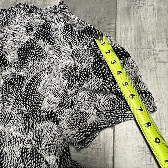 VTG 90s The Limited Black White Dot Floral Puff Cap Short Sleeve Button Shirt L - Picture 12 of 15